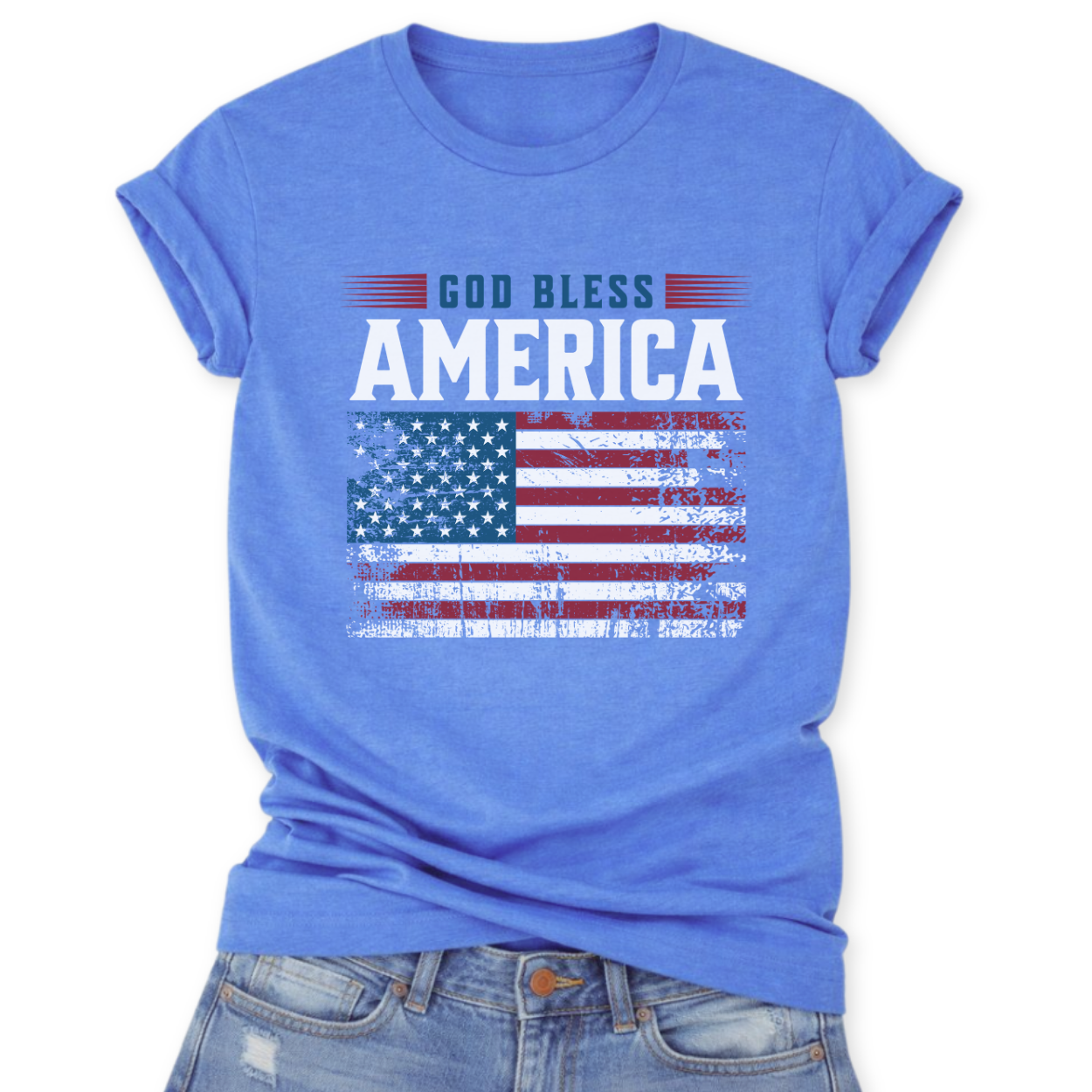 Patriotic God Bless America Graphic Tee | 4th of July | Flag