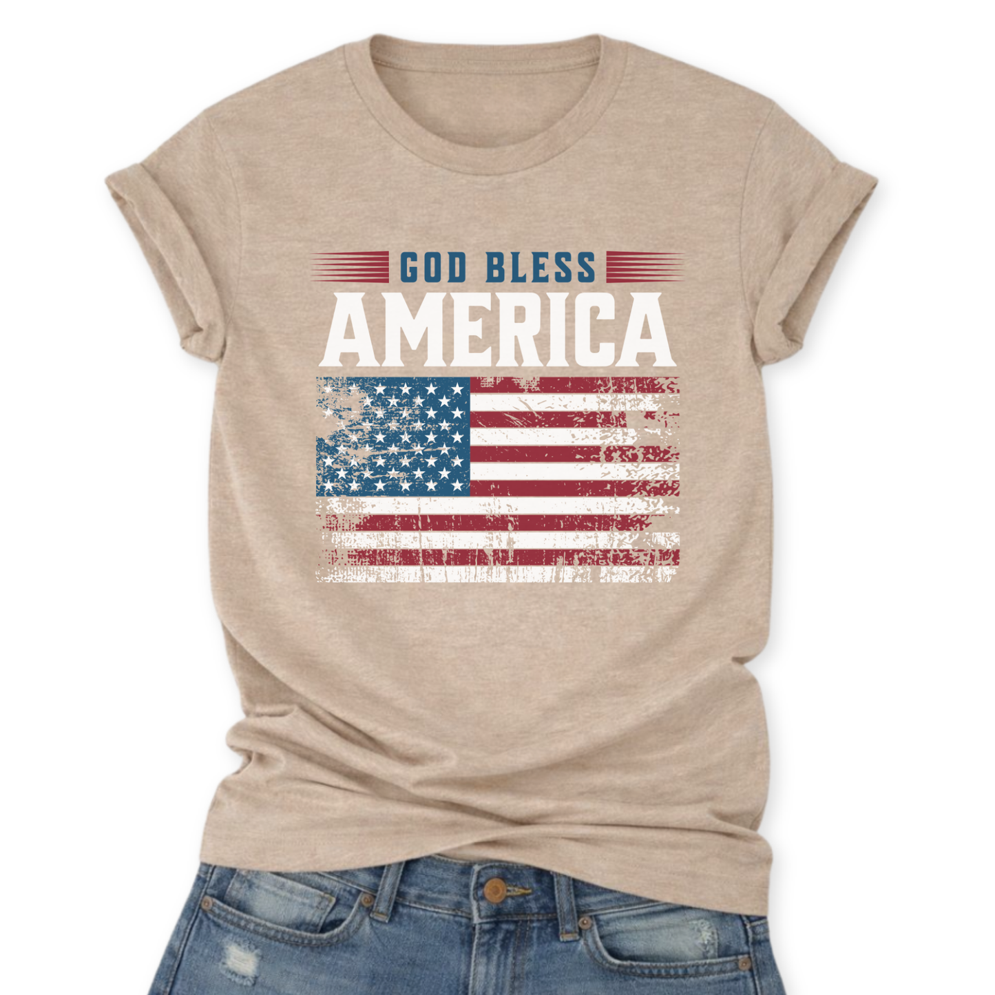Patriotic God Bless America Graphic Tee | 4th of July | Flag