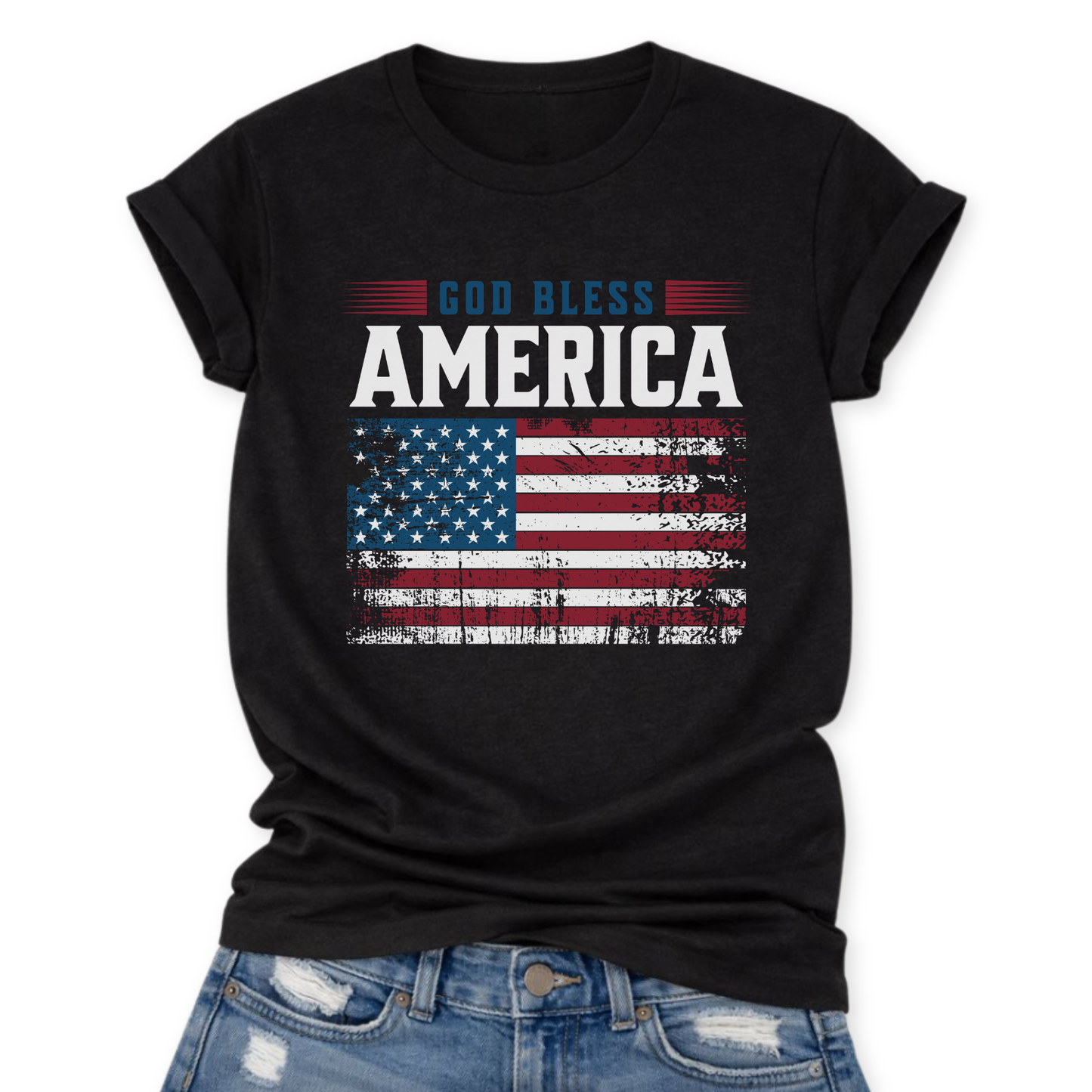 Patriotic God Bless America Graphic Tee | 4th of July | Flag