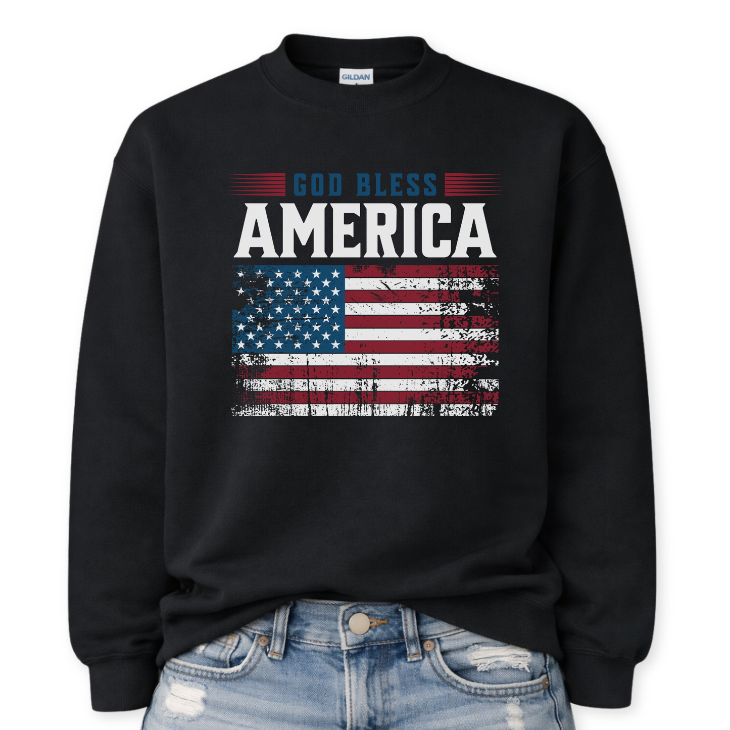 4th of July Patriotic Sweatshirt | God Bless America Flag