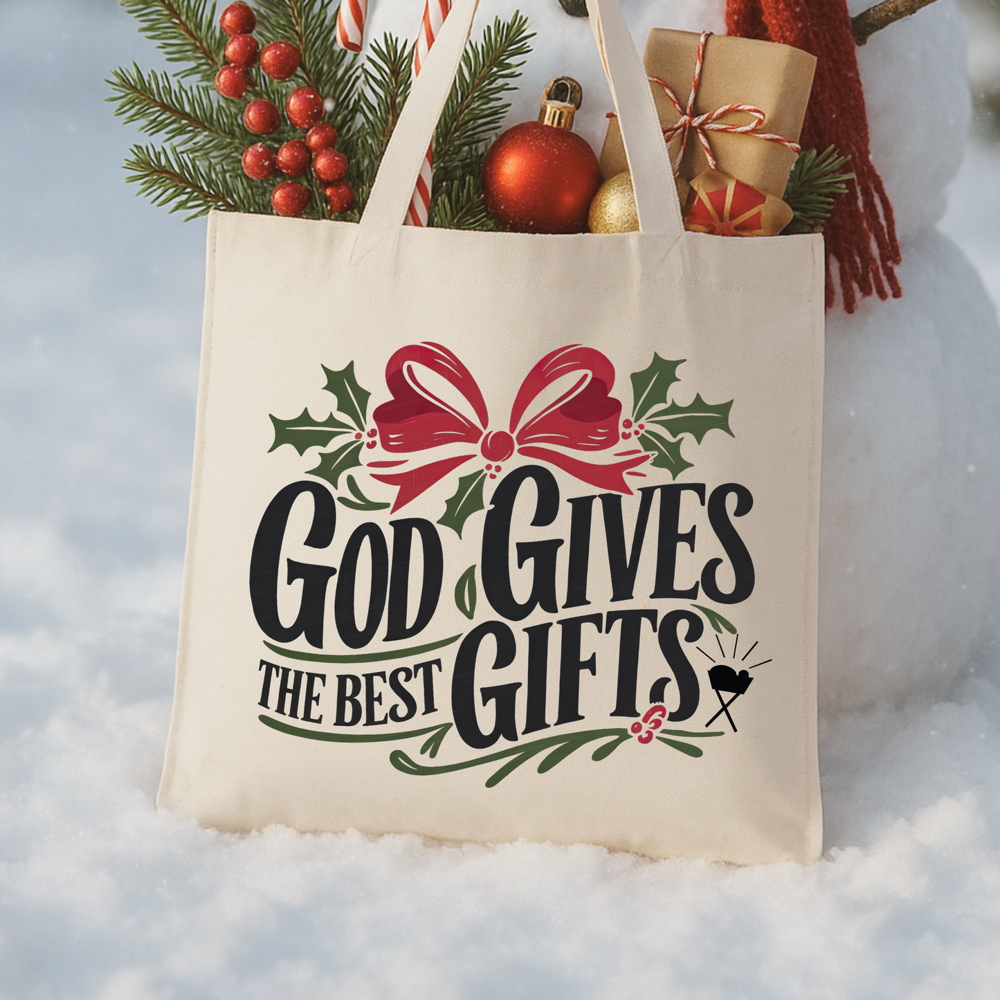 Religious Christmas Tote | Reusable Holiday Bag | Faithbased