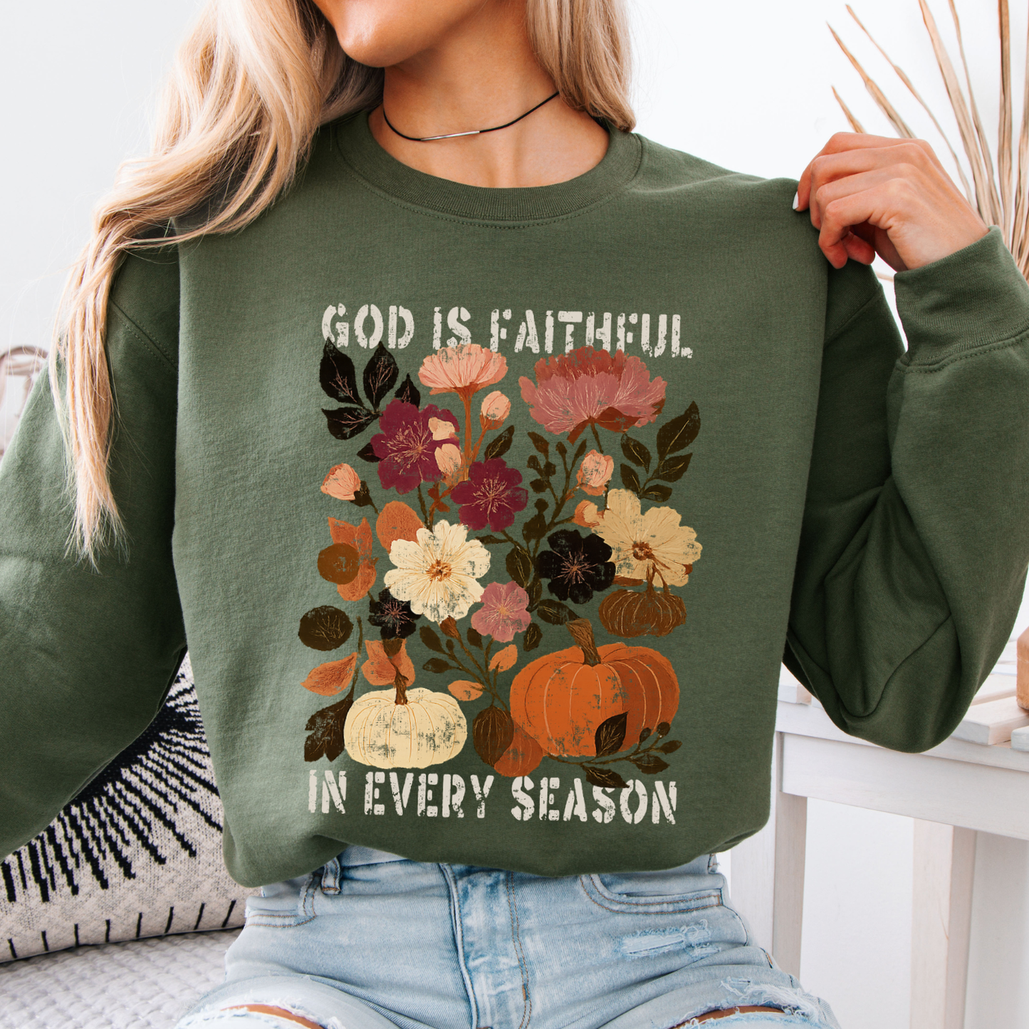 God Is Faithful In Every Season Fall Graphic Sweatshirt