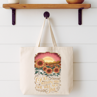 God Is Within Her Daisy Tote Bag | Faithbased | ATTA TOOD®