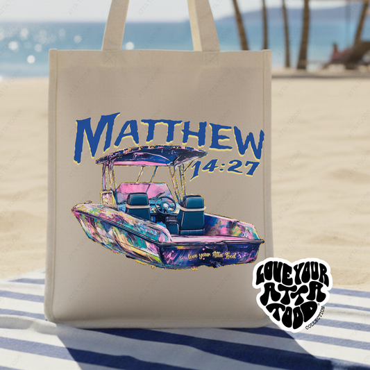 Fishing Boat Christian Jumbo Tote | Beach Bag | Bible Verse