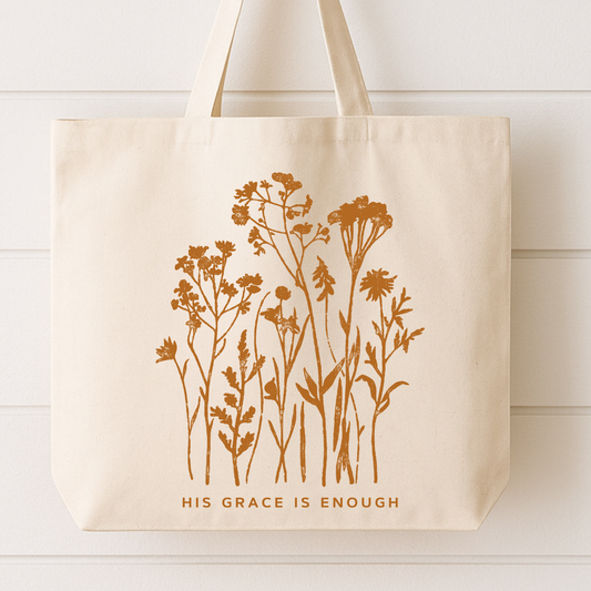 His Grace Is Enough Christian Faith Canvas Tote Bag