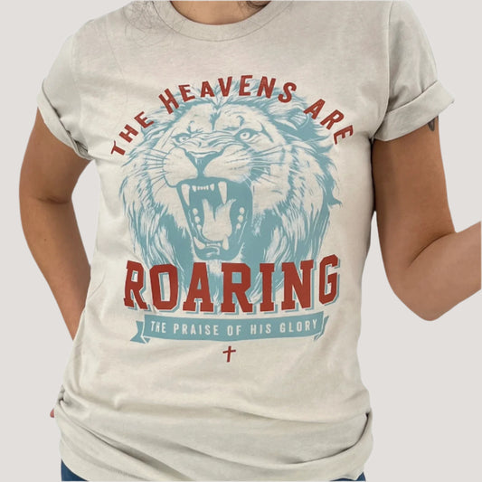 The heavens are roaring lion graphic t-shirt