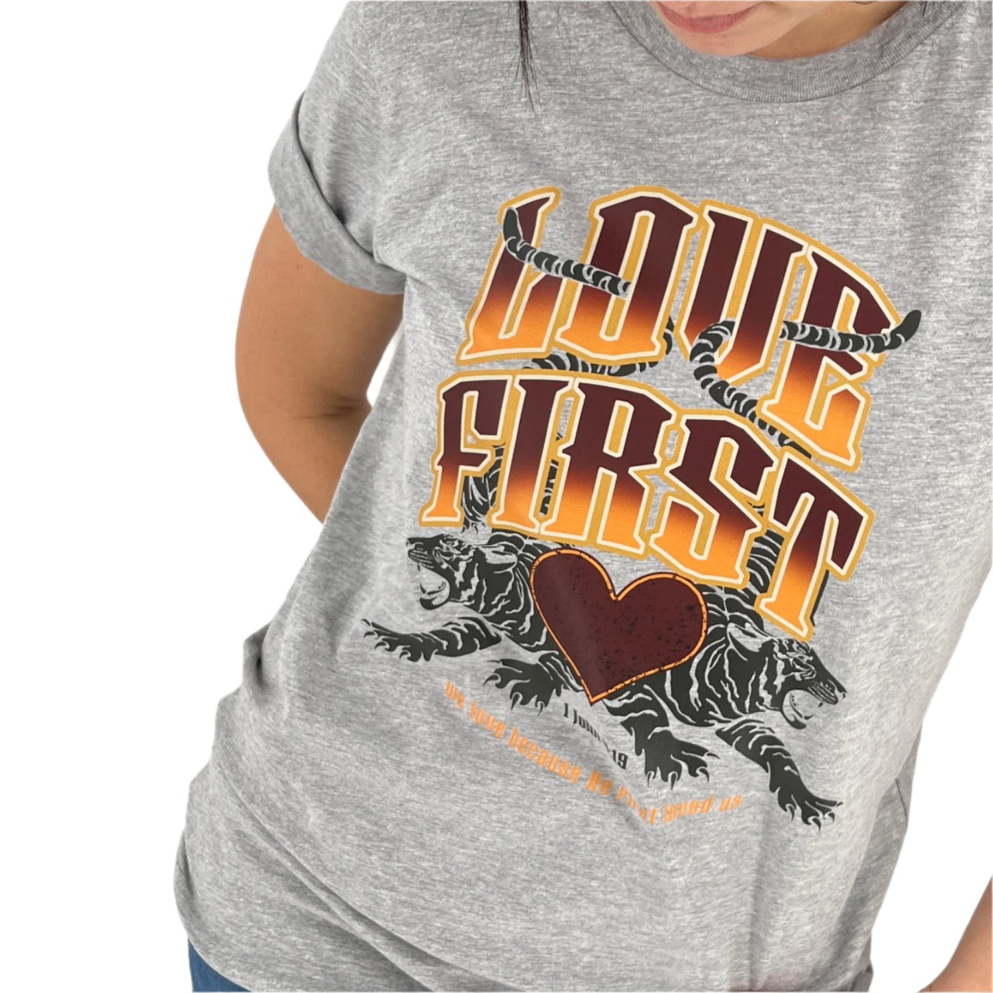 Love first biblical graphic t-shirt