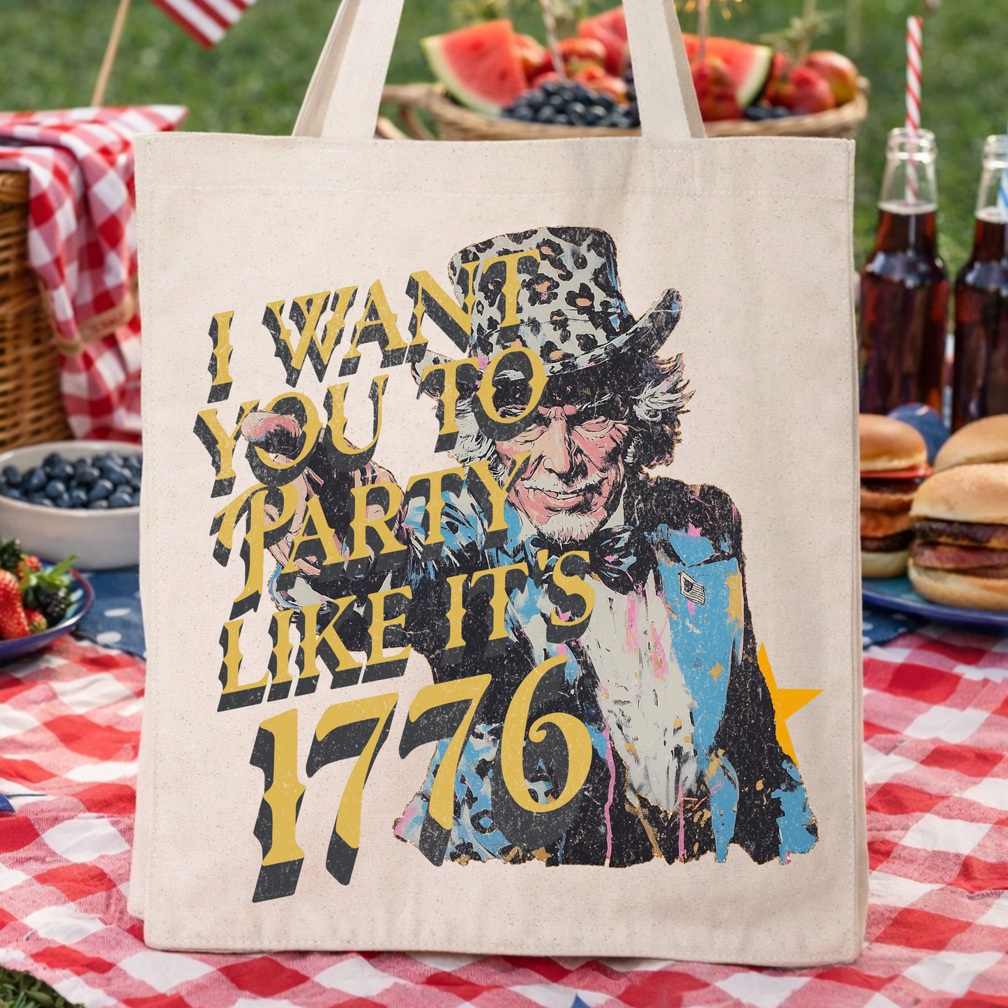 Uncle Sam 1776 Party Tote Bag | America's 250th Birthday