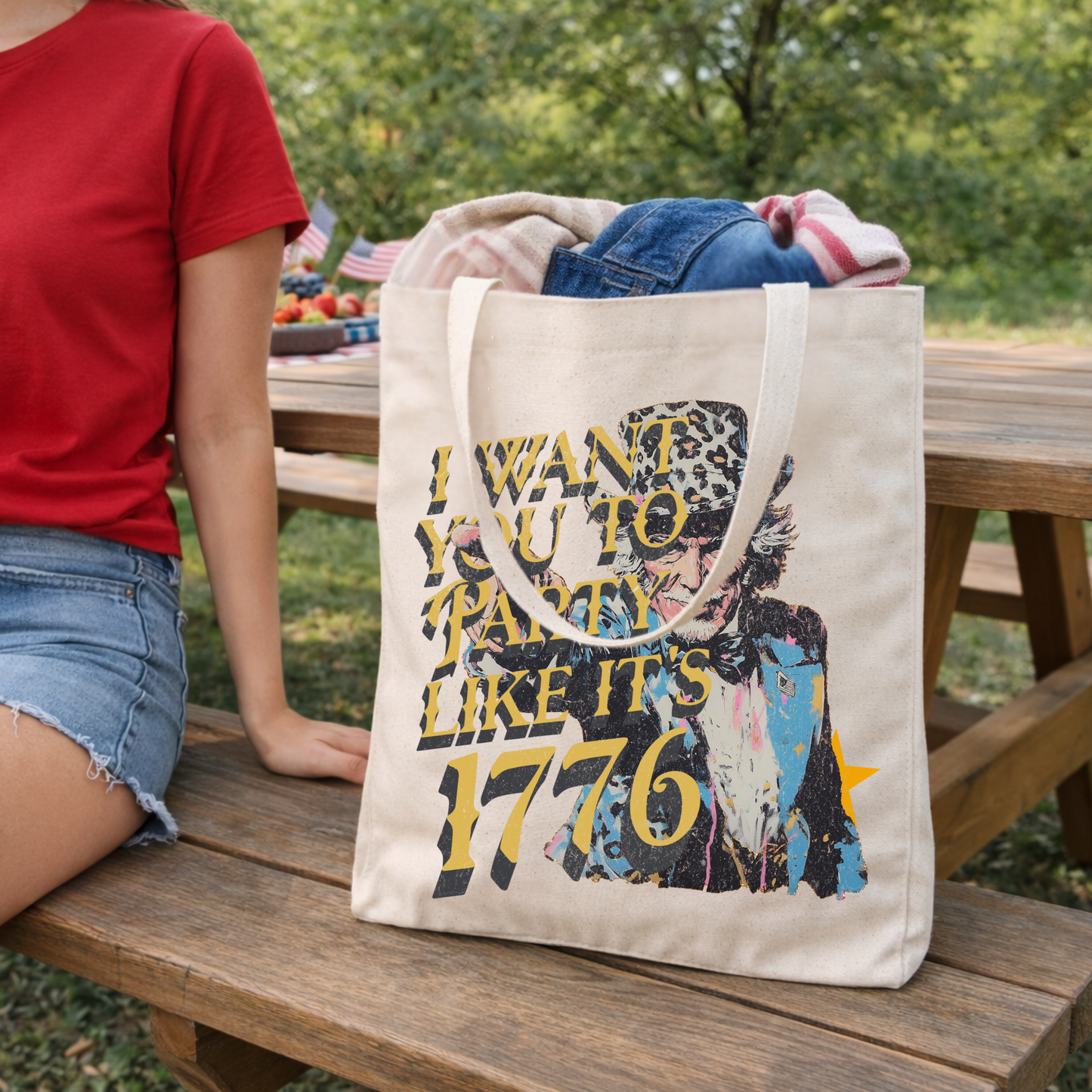 Uncle Sam 1776 Party Tote Bag | America's 250th Birthday