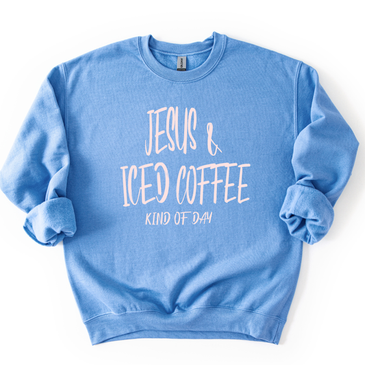 Jesus and Iced Coffee kind of day Faith Graphic Sweatshirt