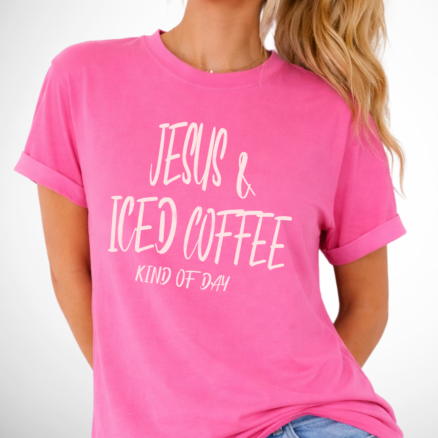 Jesus and Iced Coffee Christian Faith Graphic T-Shirt