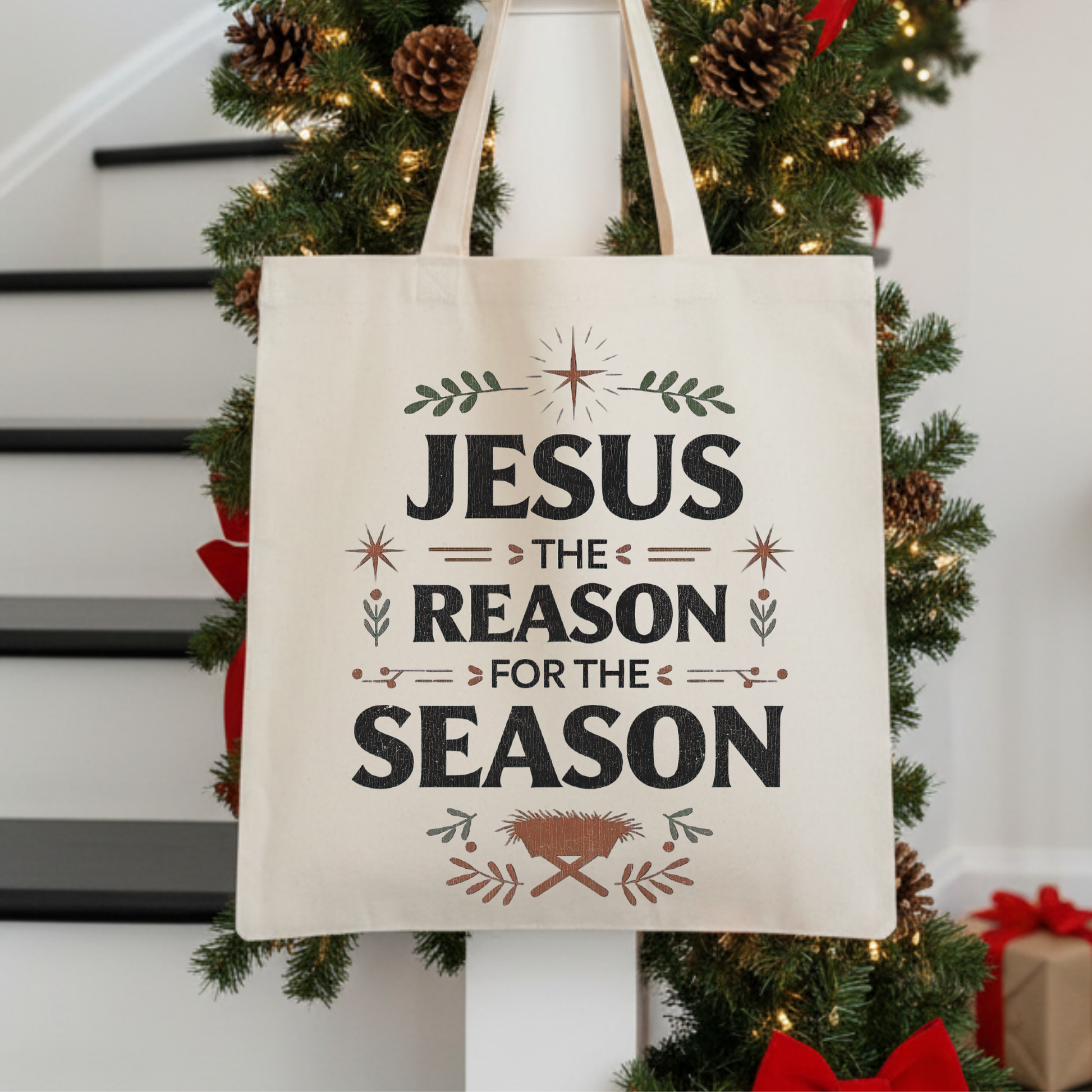 Tote bag with 'Jesus, The Reason for the Season' 