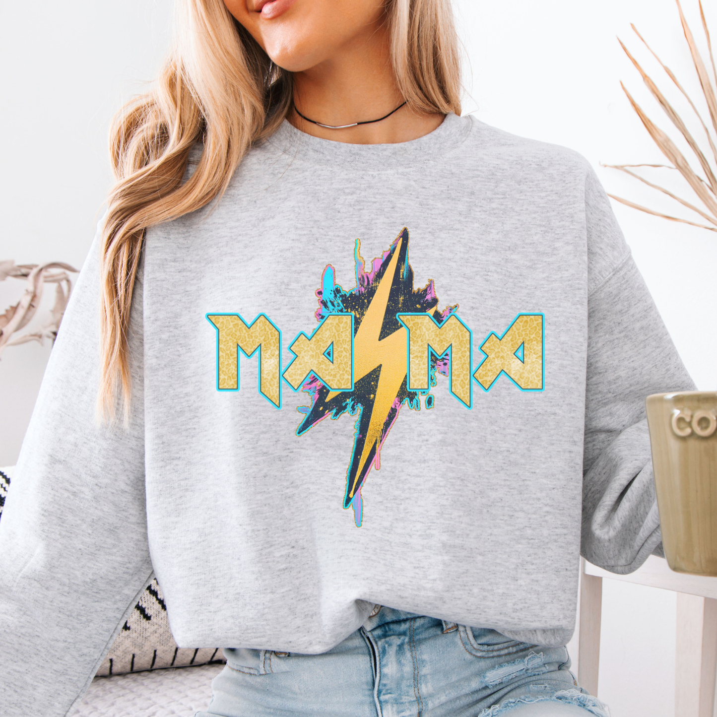 Retro Mama Graphic Sweatshirt | Lightning Bolt | Mom