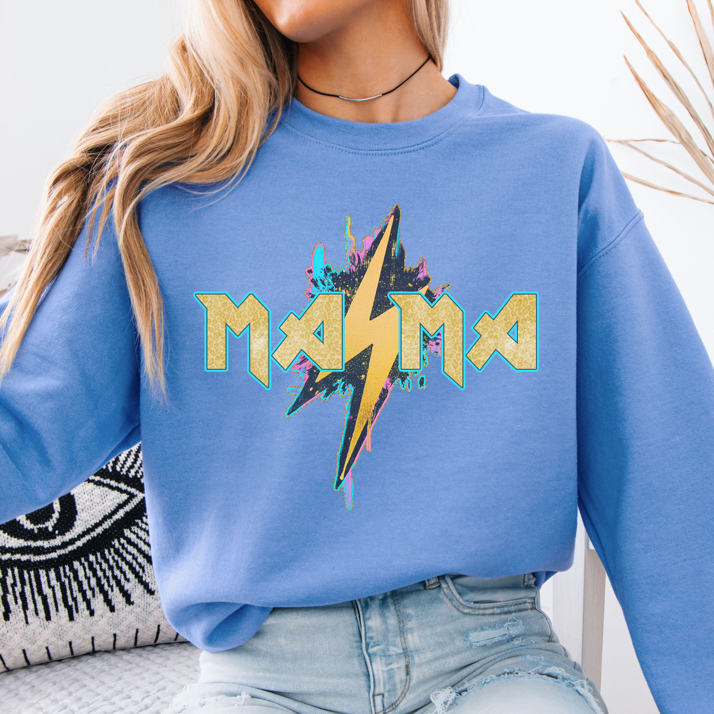 Retro Mama Graphic Sweatshirt | Lightning Bolt | Mom