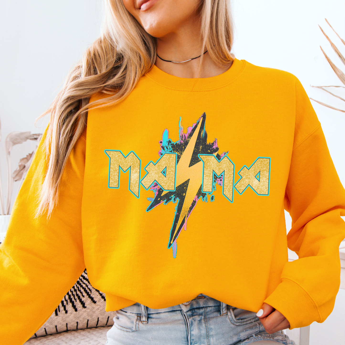 Retro Mama Graphic Sweatshirt | Lightning Bolt | Mom