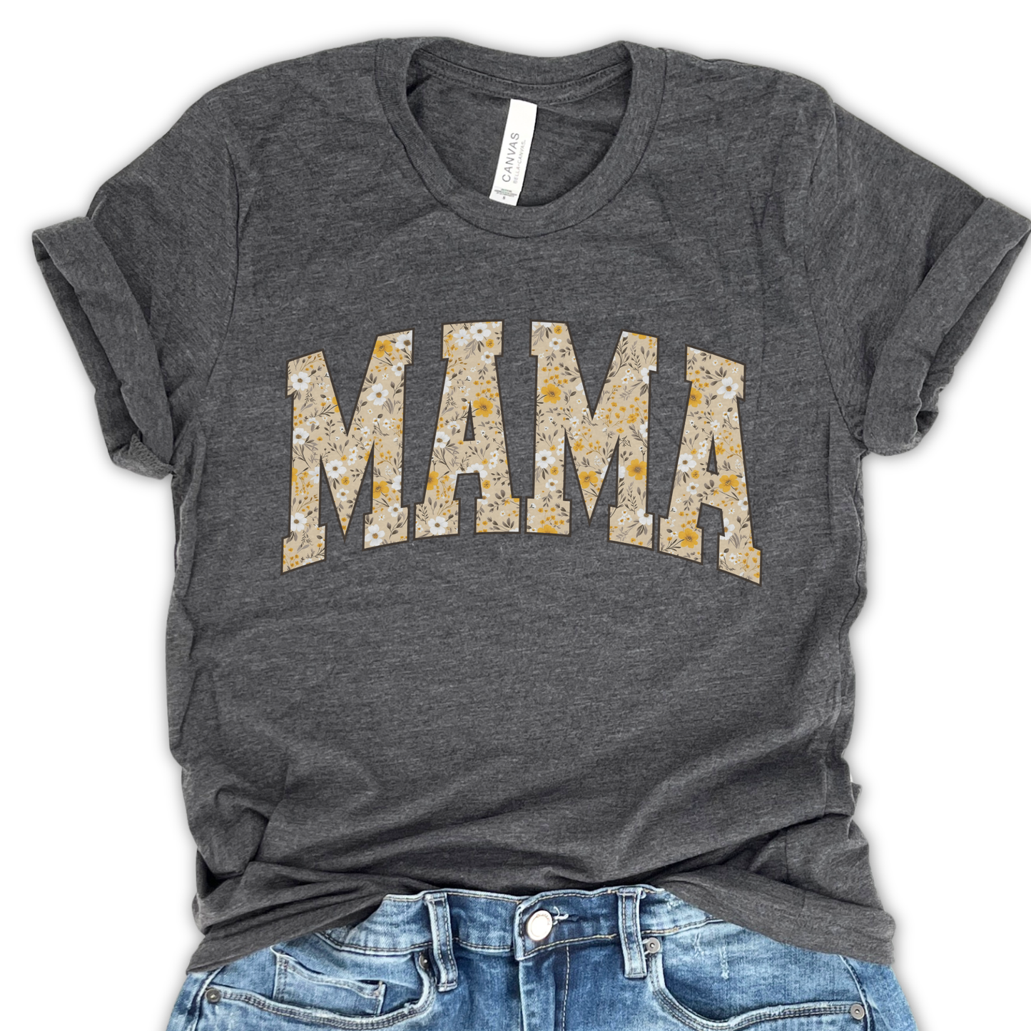 Mama yellow floral graphic t-shirt