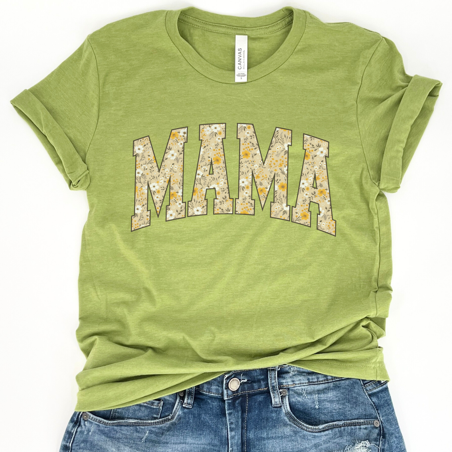Mama yellow floral graphic t-shirt