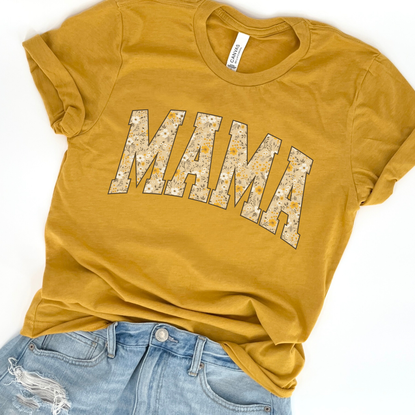 Mama yellow floral graphic t-shirt