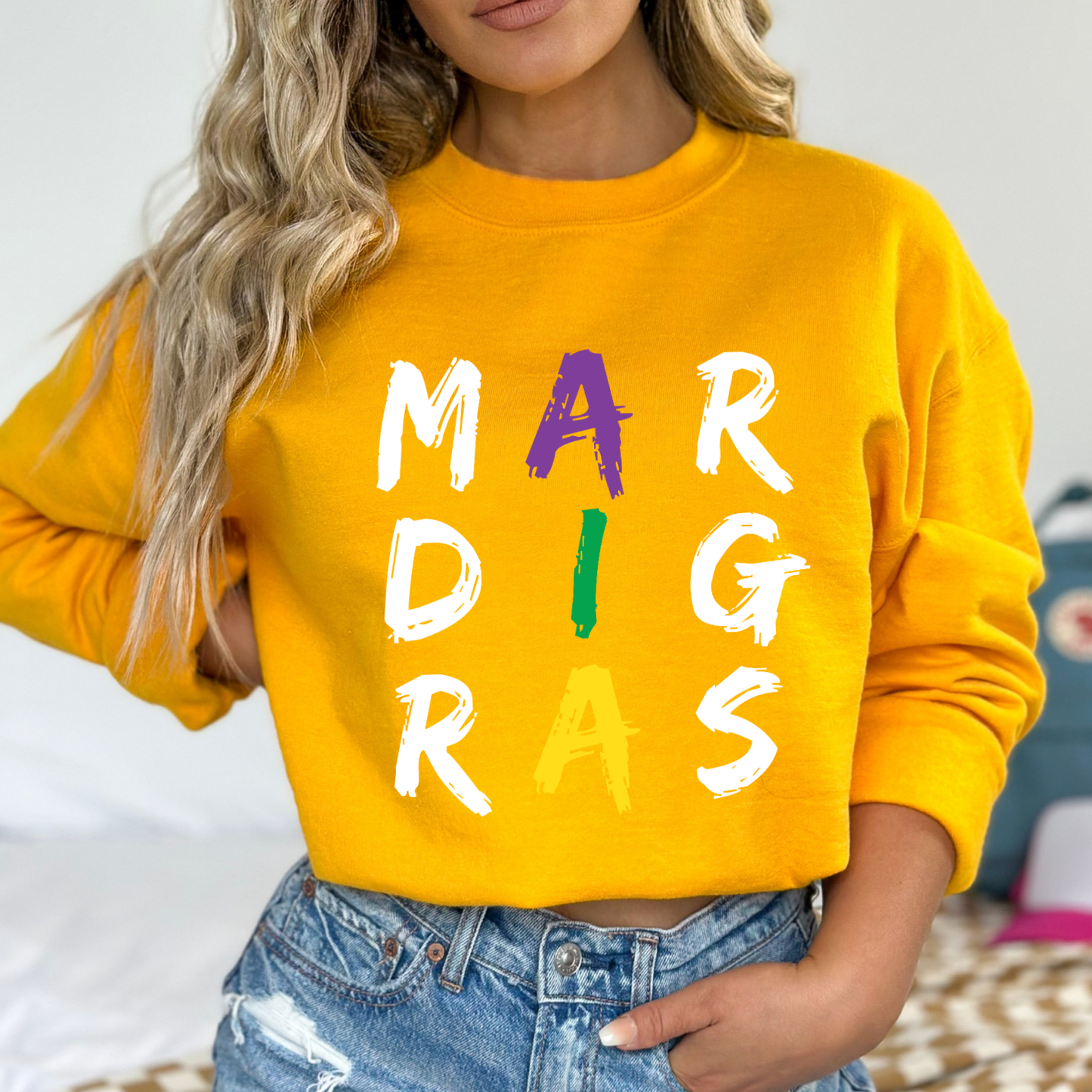 Mardi Gras graphic sweatshirt, Women's holiday crewneck