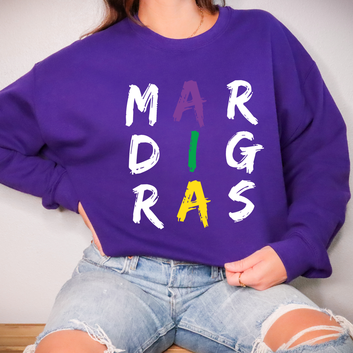 Mardi Gras graphic sweatshirt, Women's holiday crewneck