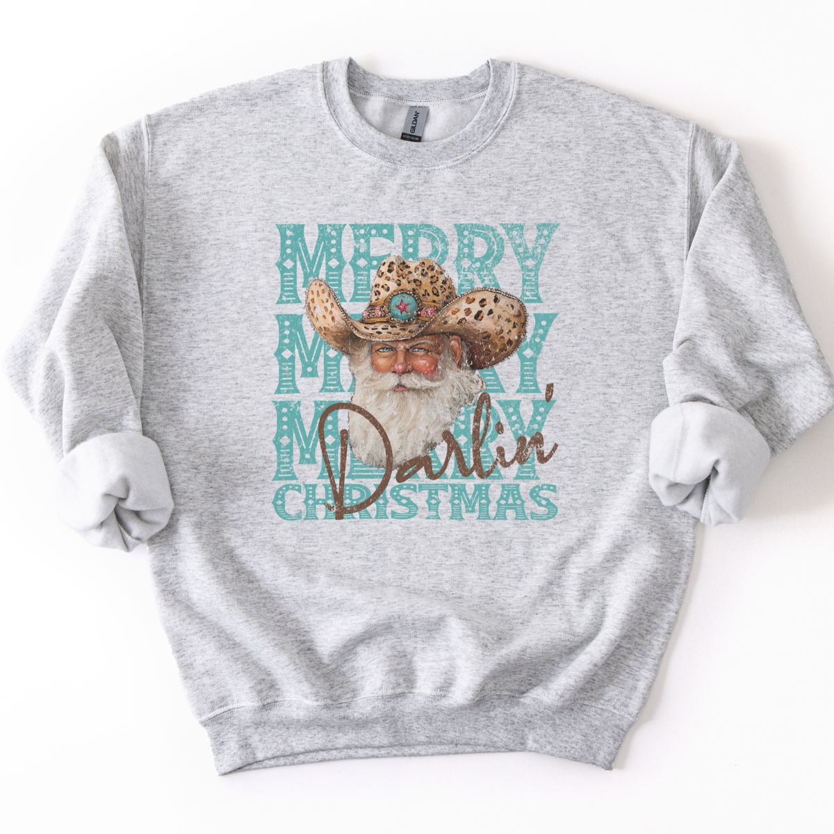 Merry Christmas Darlin Cowboy Santa Graphic Sweatshirt