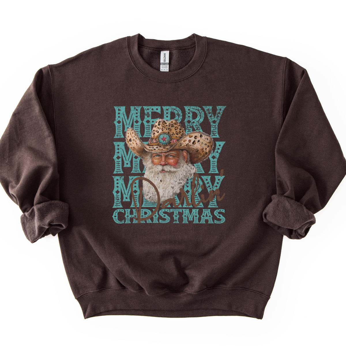 Merry Christmas Darlin Cowboy Santa Graphic Sweatshirt
