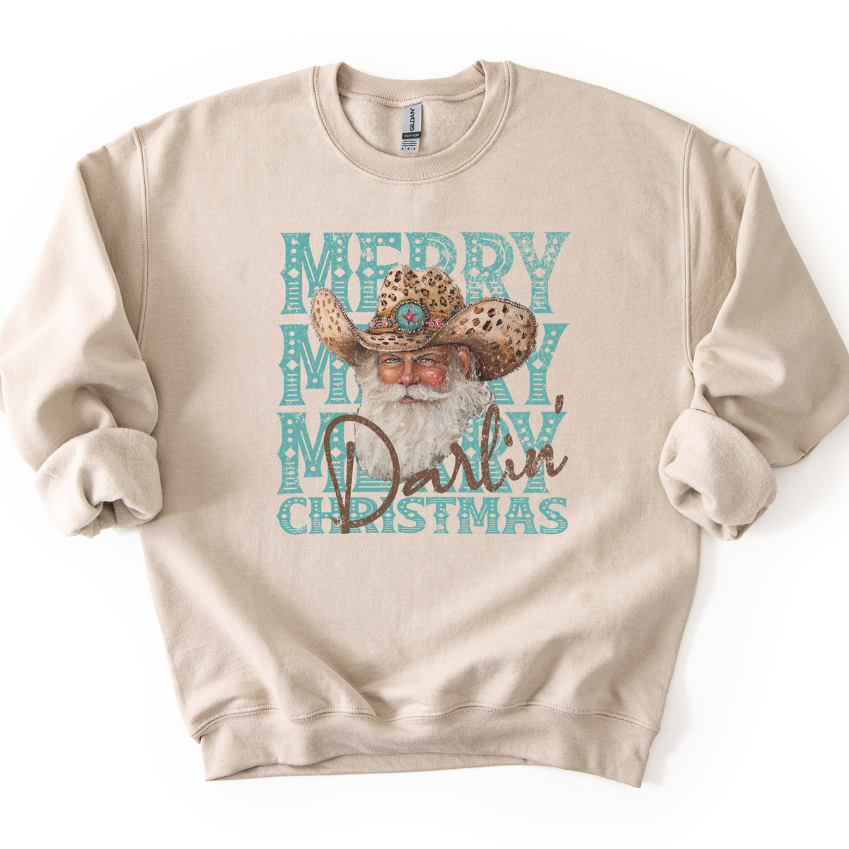 Merry Christmas Darlin Cowboy Santa Graphic Sweatshirt