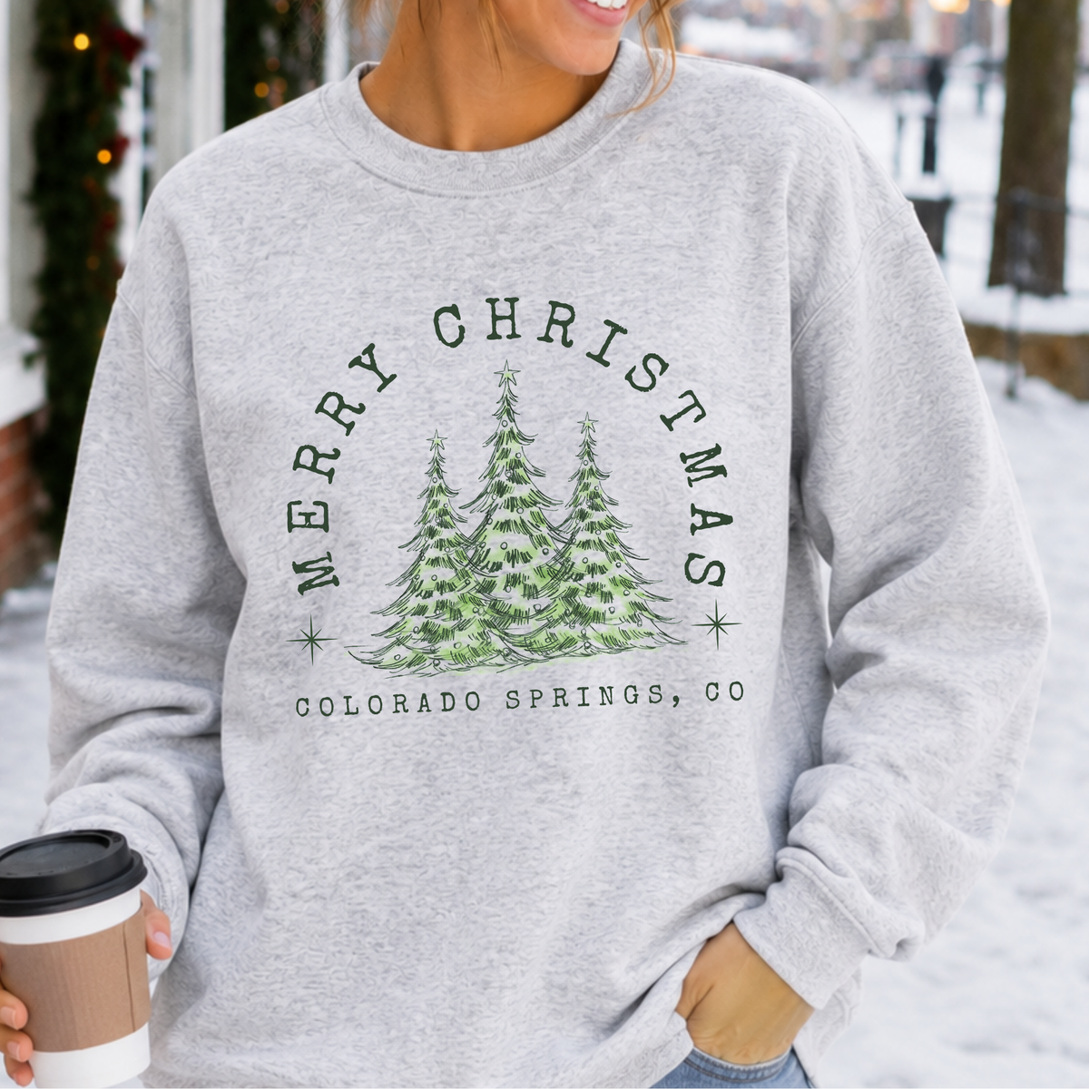 Custom Merry Christmas Graphic Sweatshirt | City and State