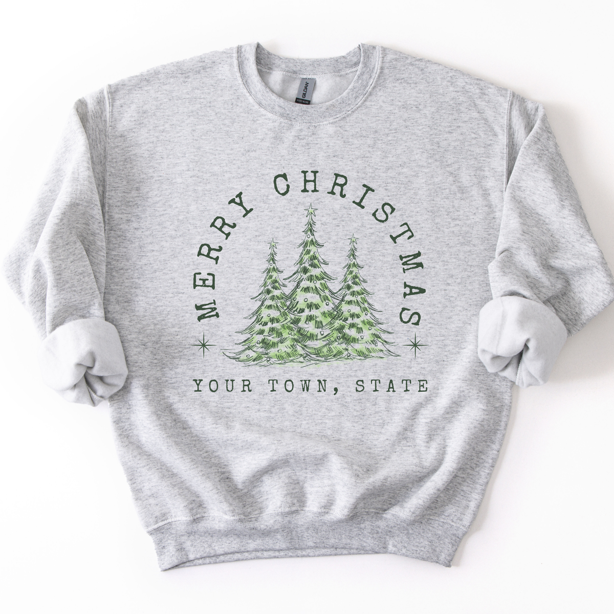 Custom Merry Christmas Graphic Sweatshirt | City and State