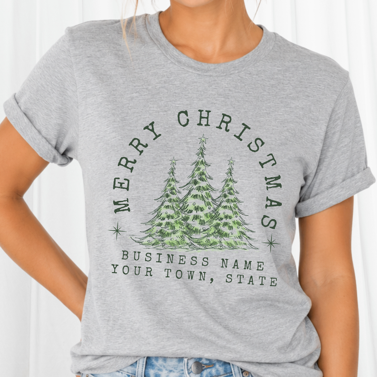 Merry Christmas Trees Custom City and State Graphic Tees
