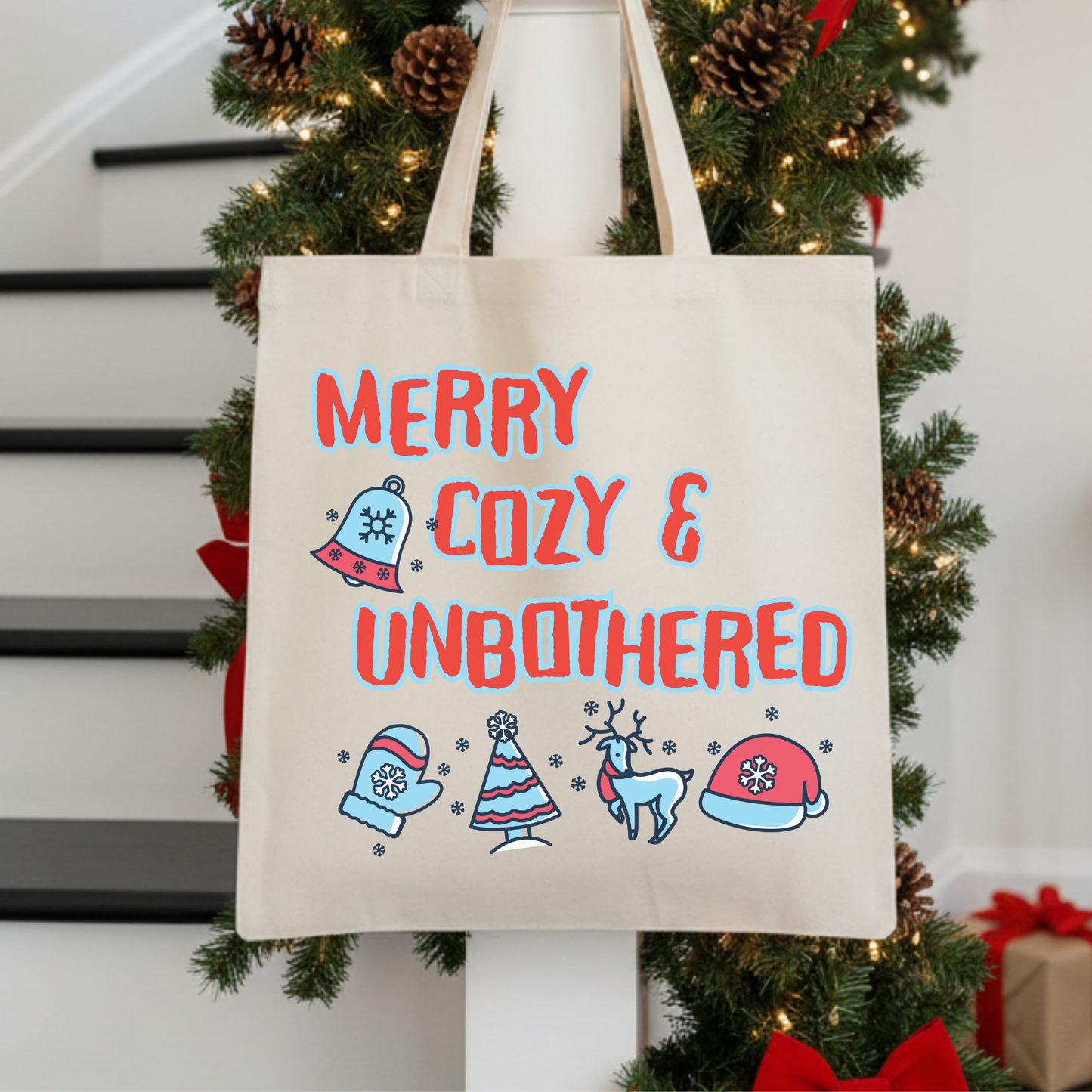 Funny Christmas Tote | Reusable Holiday Gift Bag | Bookish