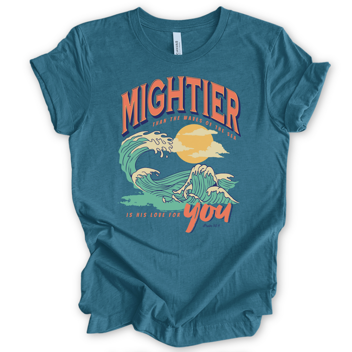 Mightier than the waves Christian unisex graphic t-shirt