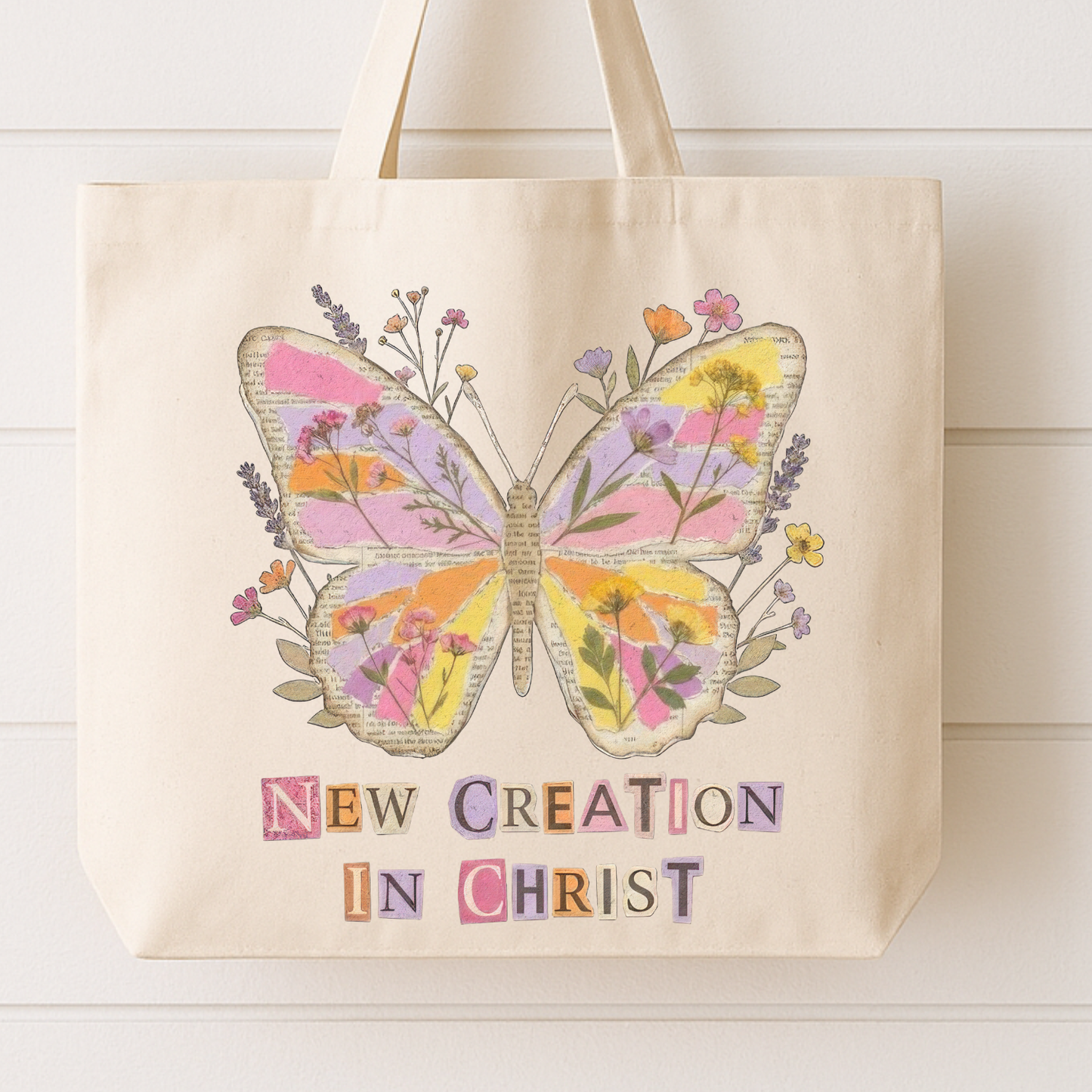 New Creation In Christ Butterfly Christian Canvas Tote Bag