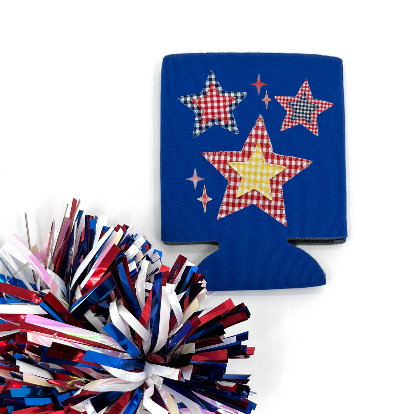 Patriotic Stars Can Cooler | Americana Patchwork Graphic