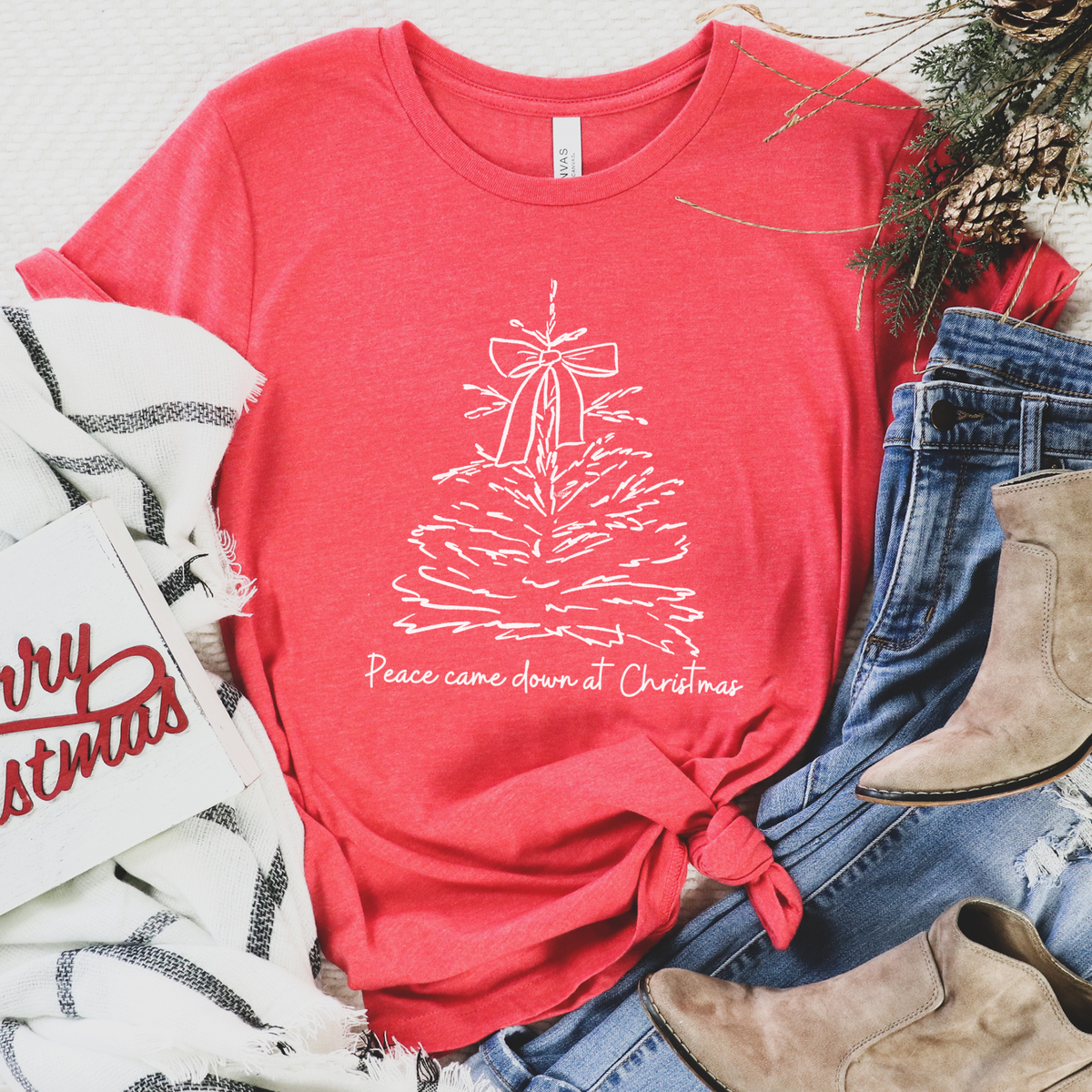 Peace Came Down At Christmas Christian Graphic Tee