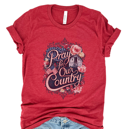 Pray For Our Country Patriotic Christian Graphic T-Shirt | ATTA TOOD®