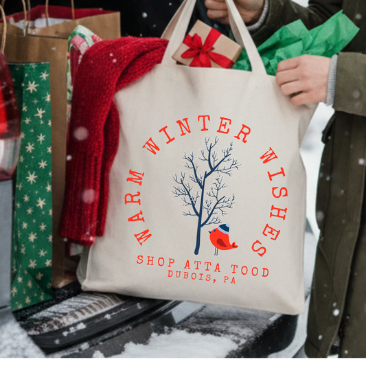 Personalized winter Christmas tote | Custom holiday book bag