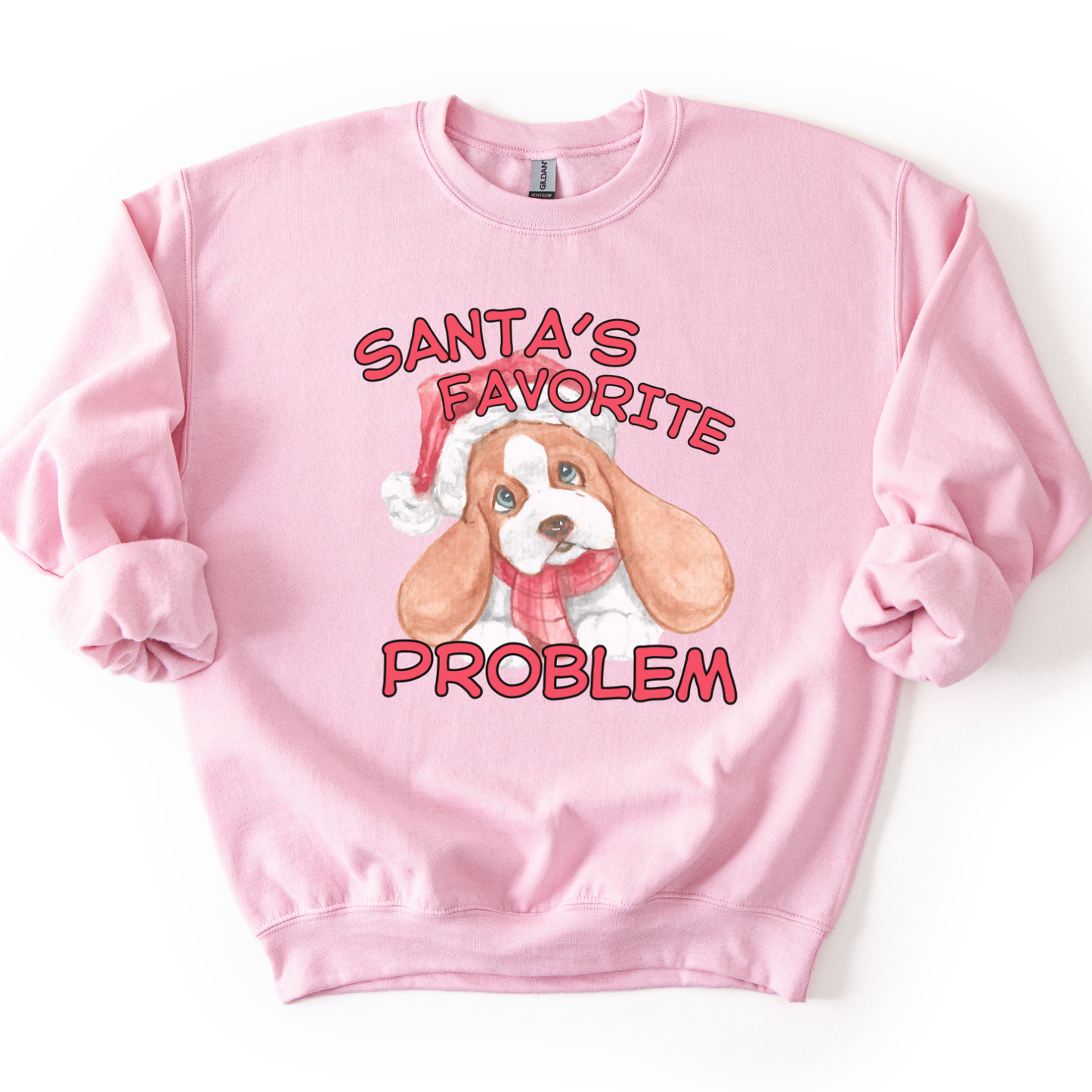 Santa's Favorite Problem Christmas Puppy Graphic Sweatshirt