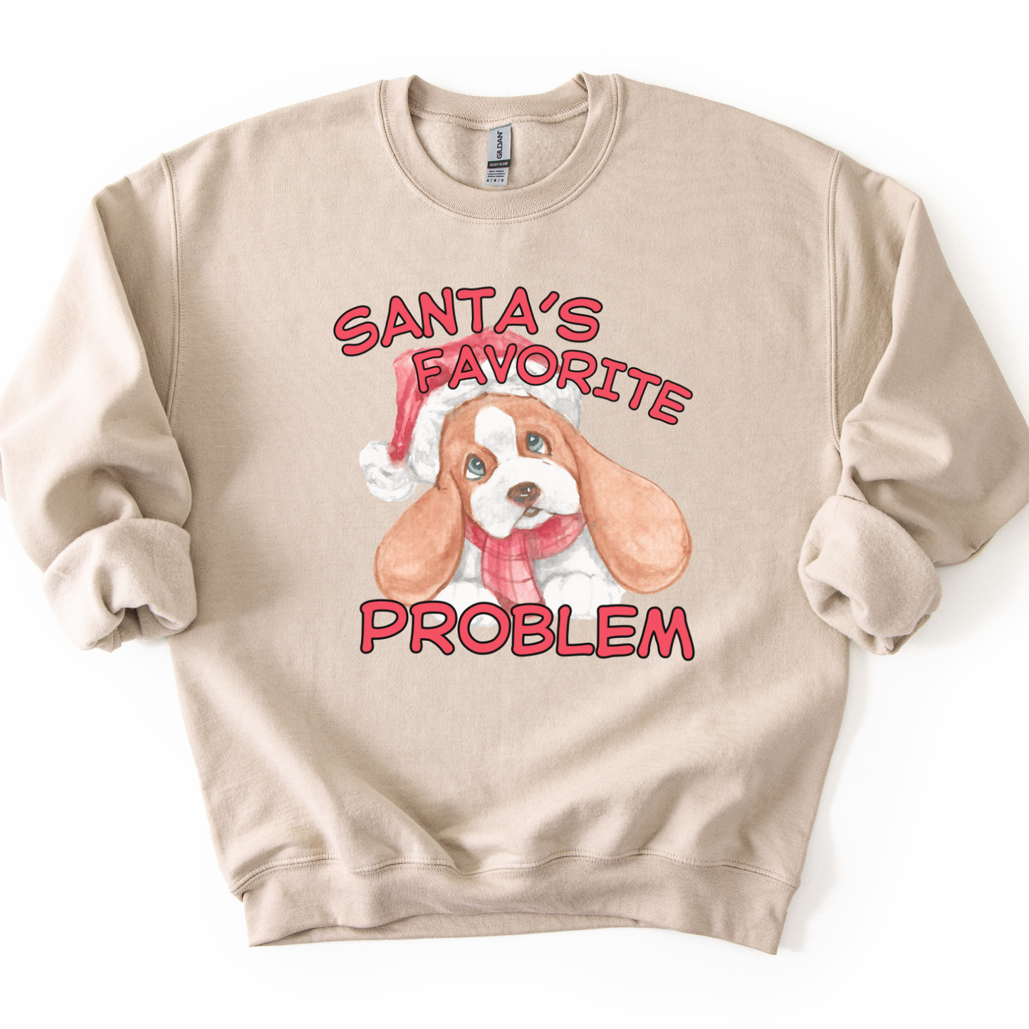 Santa's Favorite Problem Christmas Puppy Graphic Sweatshirt