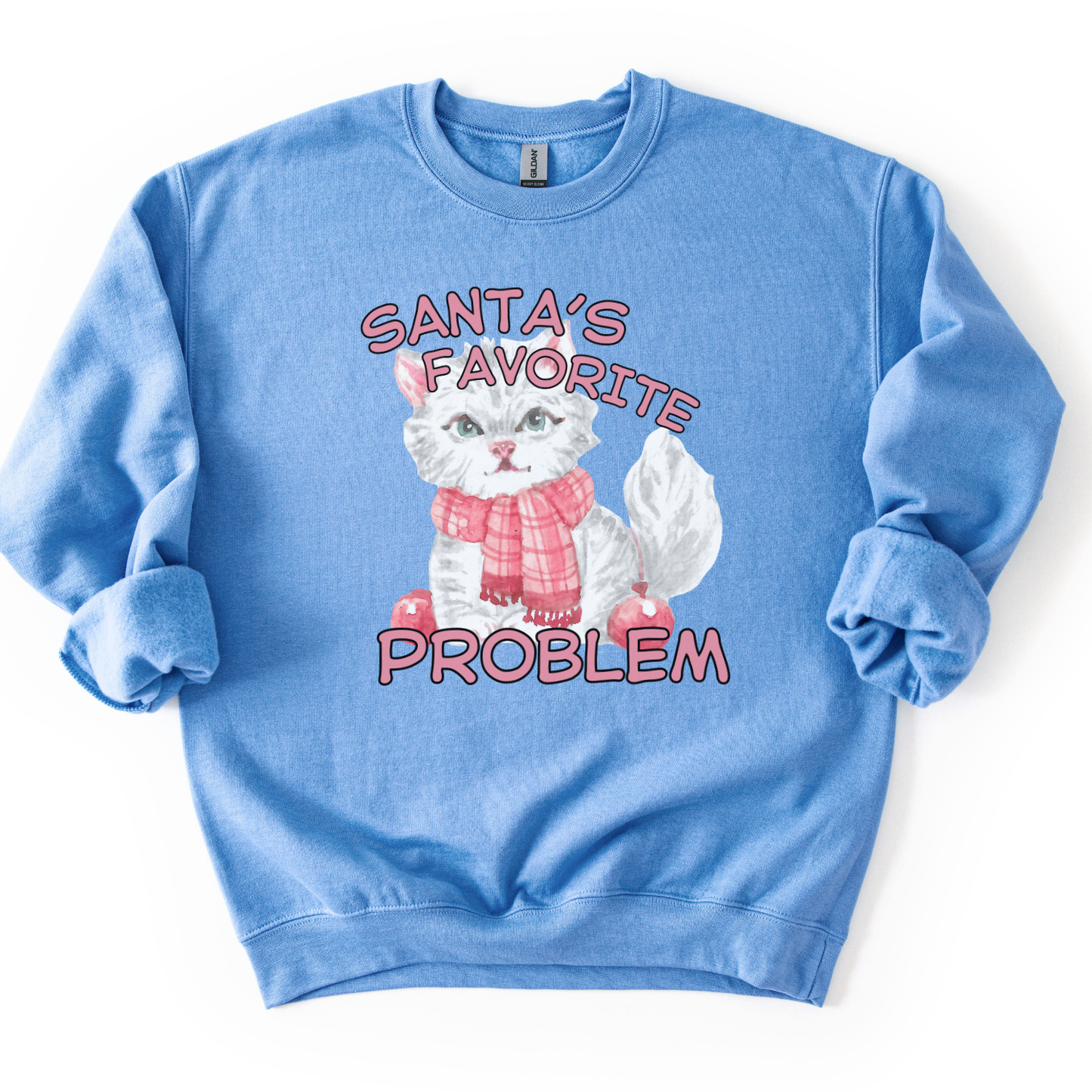 Santa's Favorite Problem Christmas Kitten Graphic Sweatshirt