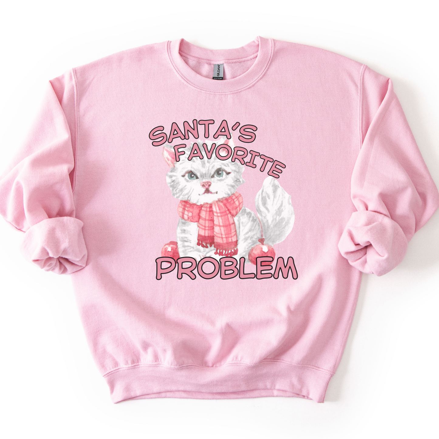 Santa's Favorite Problem Christmas Kitten Graphic Sweatshirt