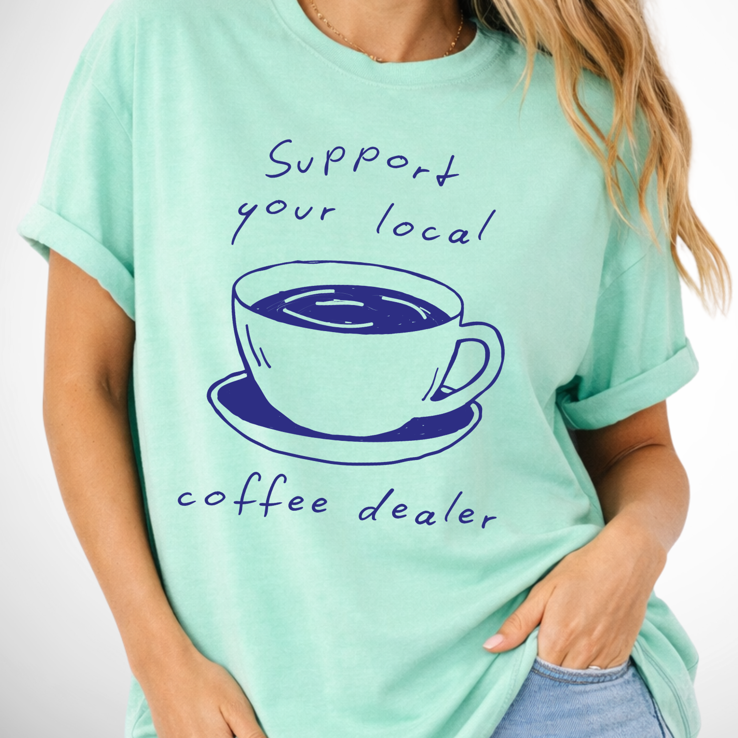 support your local coffee dealer on an island reef comfort color graphic t-shirt