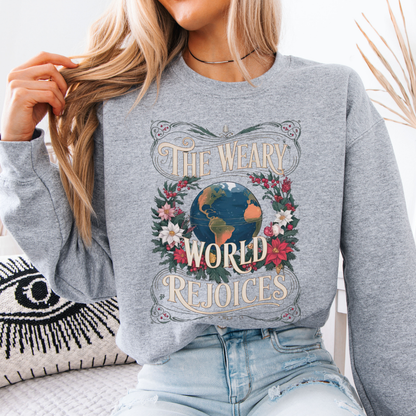 Weary World Rejoices Christmas Christian Sweatshirt | ATTA TOOD®