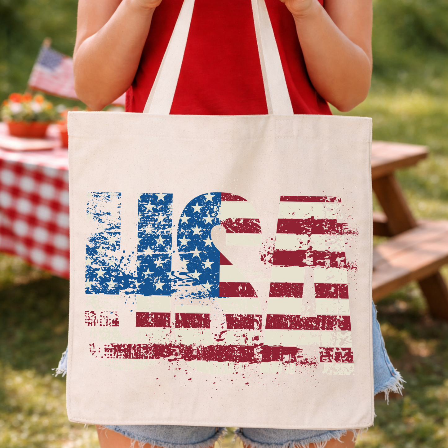 USA Patriotic Tote Bag | Red White Blue | American Flag
