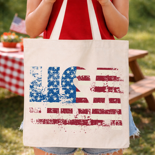 USA Patriotic Tote Bag | Red White Blue | American Flag