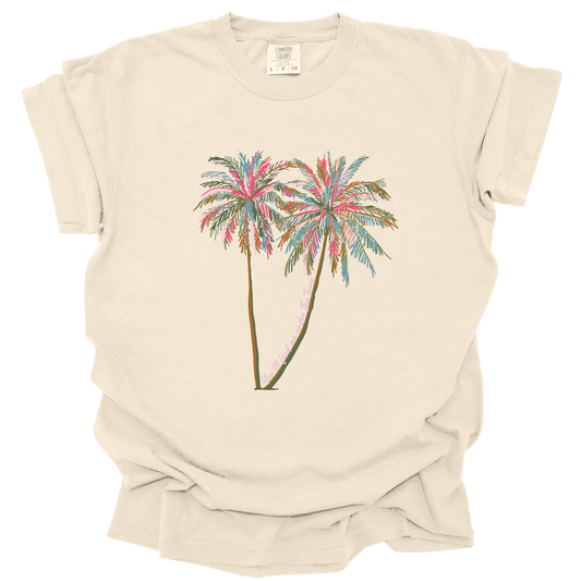 Palm trees summer graphic t-shirt, Tropical Vacation tee, Beach top