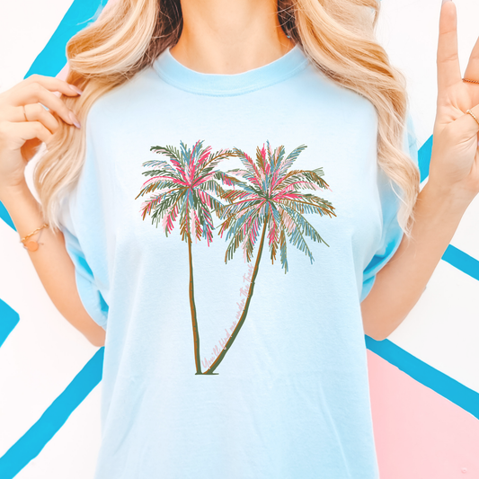 Palm trees summer graphic t-shirt, Tropical Vacation tee, Beach top