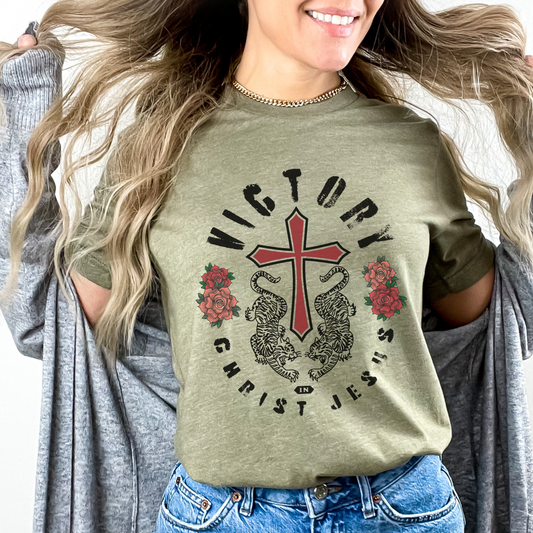 Victory Christ Jesus graphic t-shirt