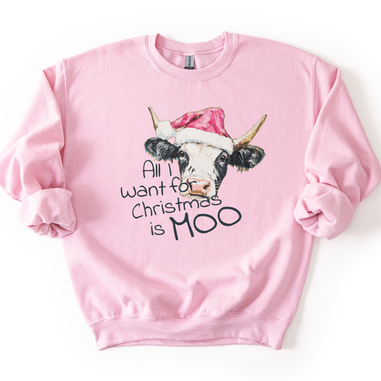 Funny Christmas Cow Graphic Sweatshirt | Holiday Crewneck