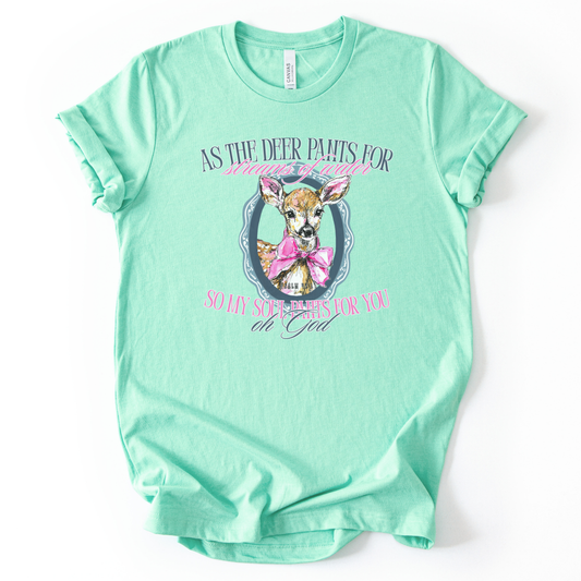 Psalm 42:1 Deer Design Christian Graphic Tee | Spring 2026